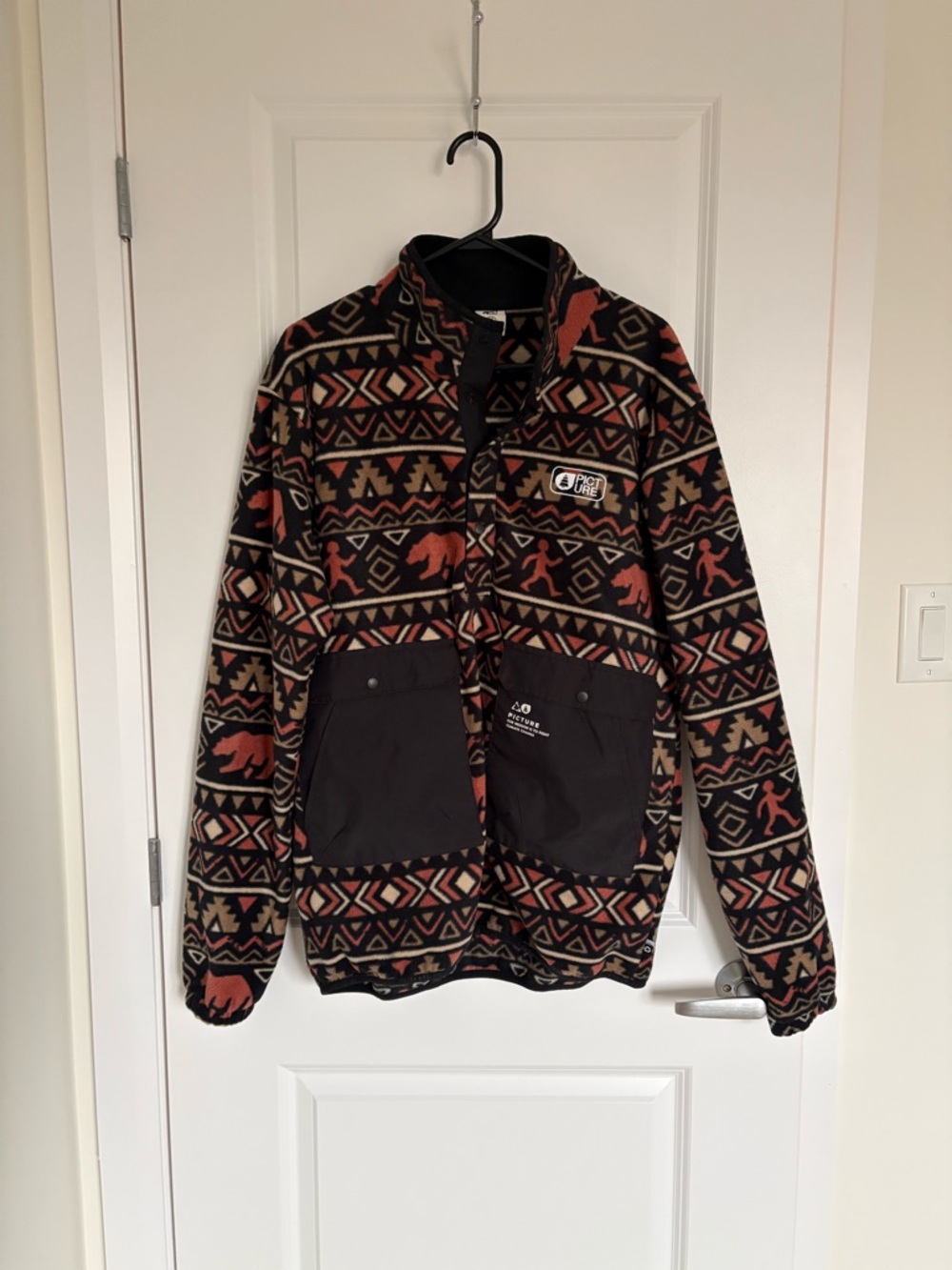 Men's Black & Rust Patterned Fleece Jacket
